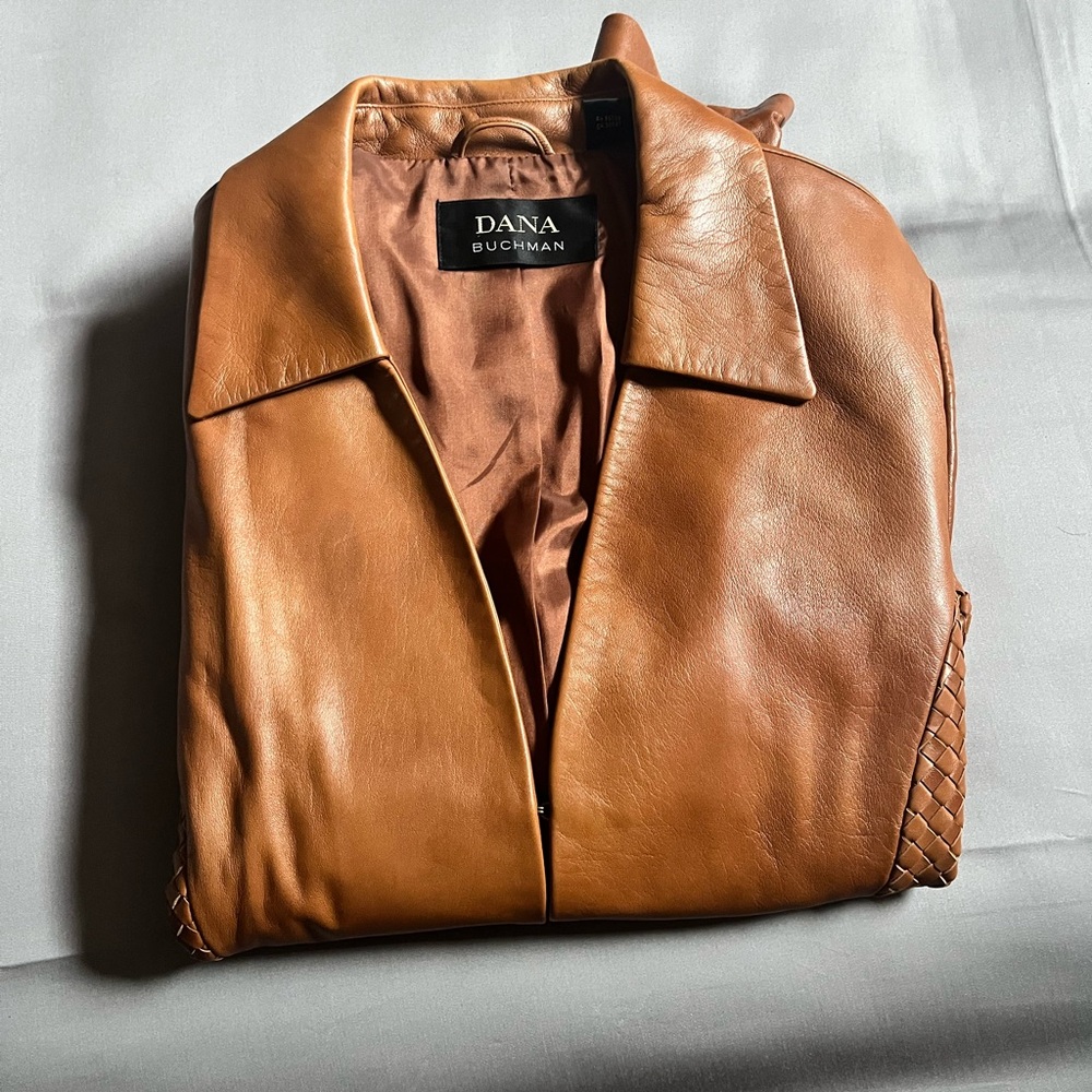 Dana Buchman Women's Brown Leather Jacket - Picture 2 of 4
